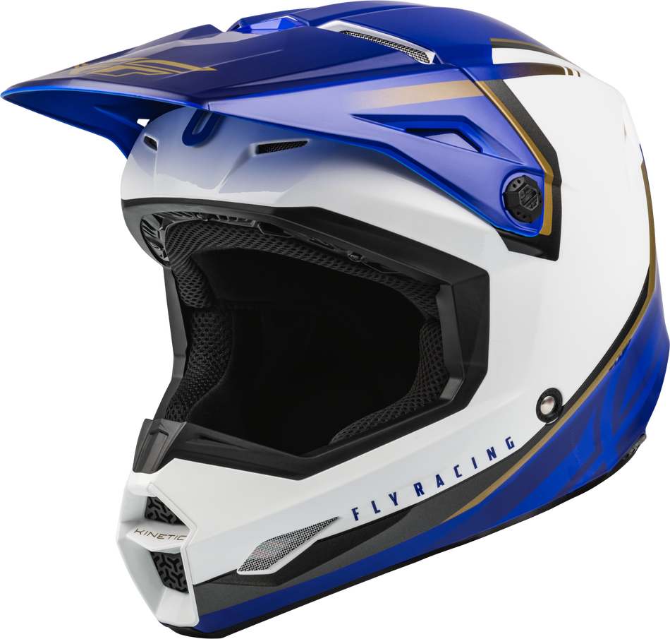 FLY RACING Youth Kinetic Vision Helmet White/Blue Yl F73-8654YL