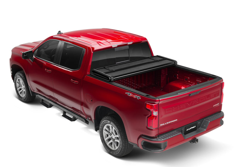 Lund 07-13 Chevy Silverado 1500 Fleetside (6.6ft. Bed) Hard Fold Tonneau Cover - Black 969154