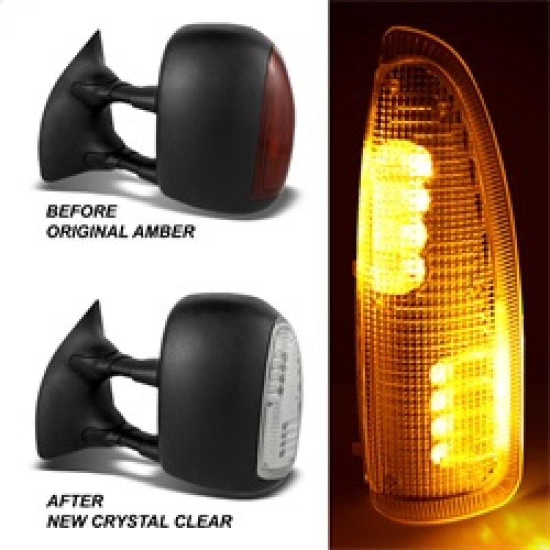 xTune Ford Superduty F250-F650 03-07 Amber LED Mirror Signal Lens - Clear ACC-LED-FDSD99-MR-C 9924712