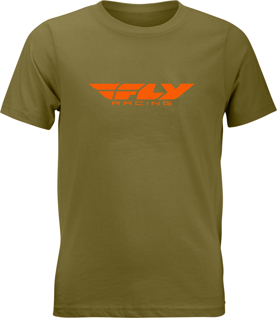 FLY RACING Youth Fly Corporate Tee Olive/Orange Ys 352-0676YS