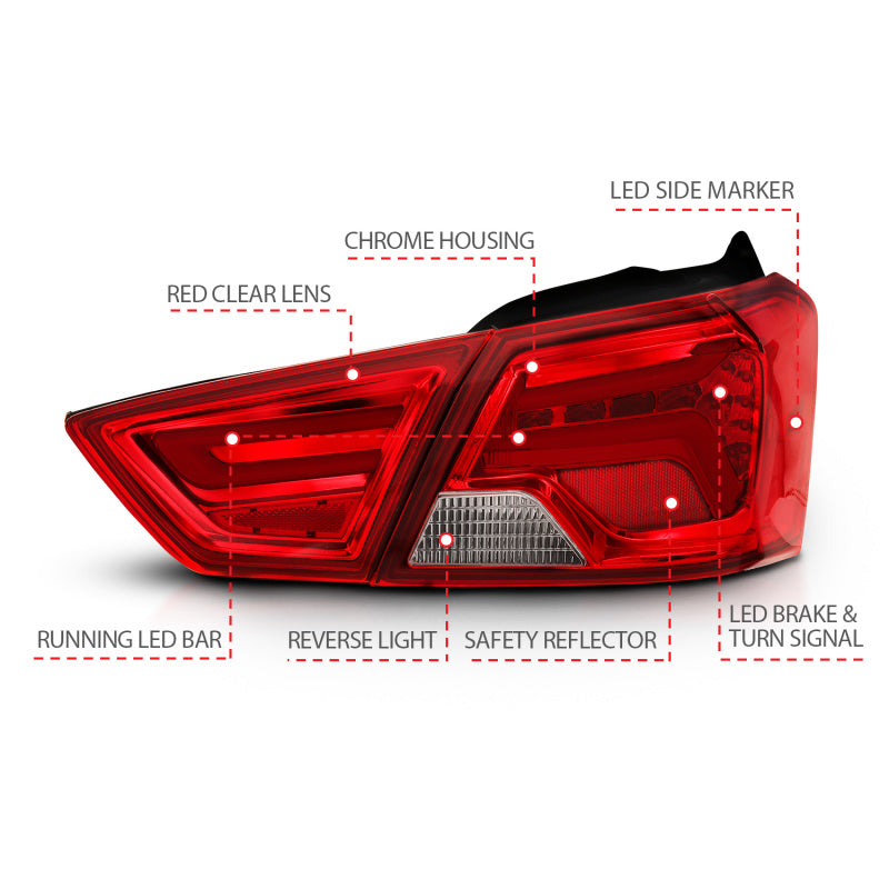 ANZO 14-18 Chevrolet Impala LED Taillights Red/Clear 321346