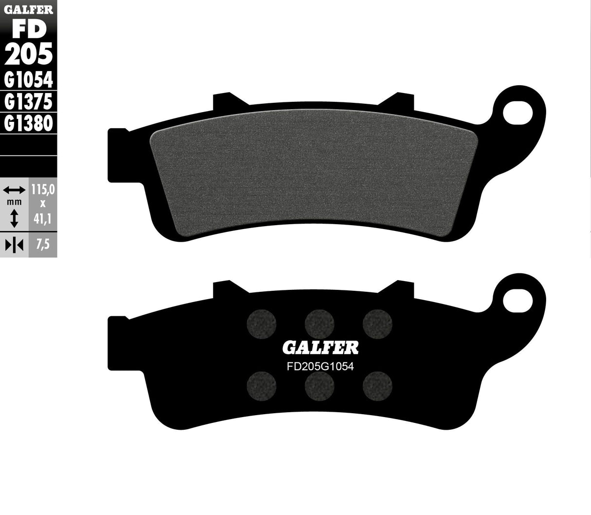 GALFER Brake Pads Semi Metallic Fd205g1054 FD205G1054