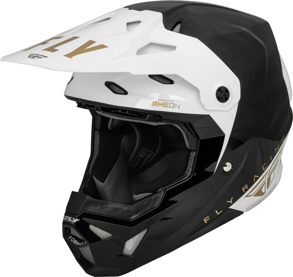 FLY RACING Formula Cp Slant Helmet Black/White/Gold Sm 73-0031S