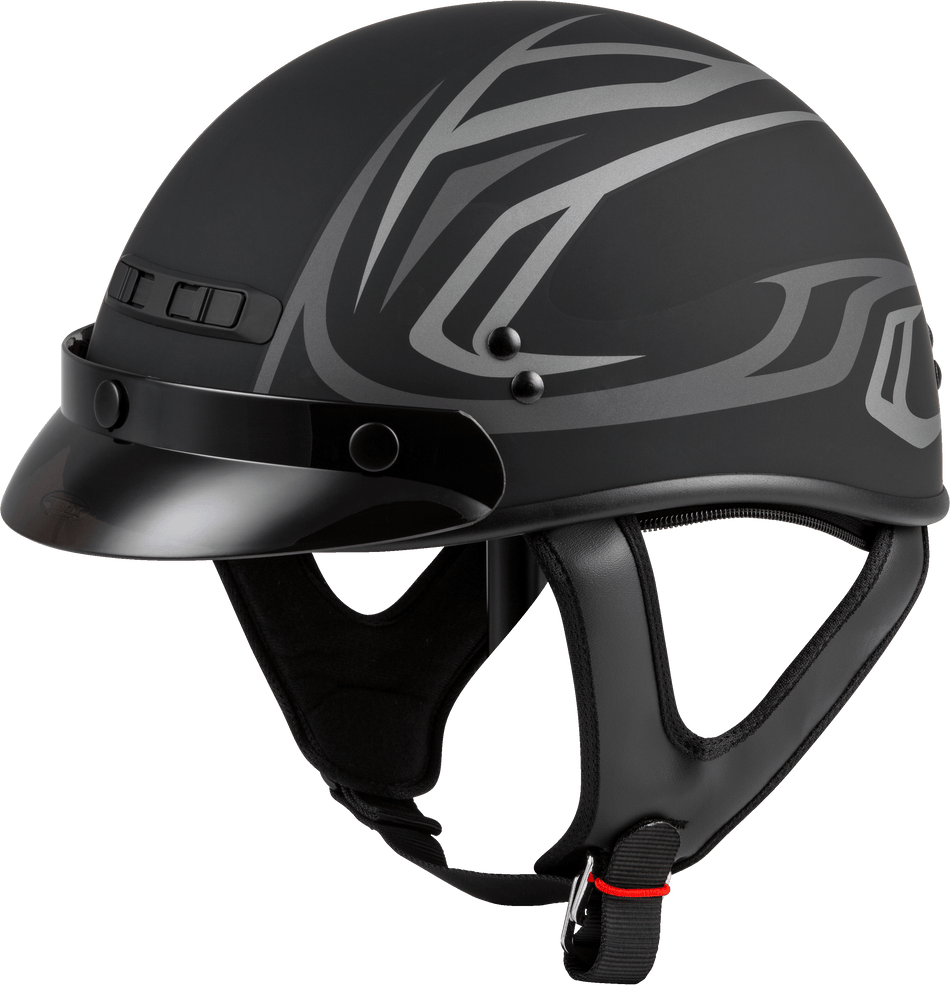 GMAX Gm-35 Half Helmet Full Dressed Derk Matte Black/Silver Lg G1355396