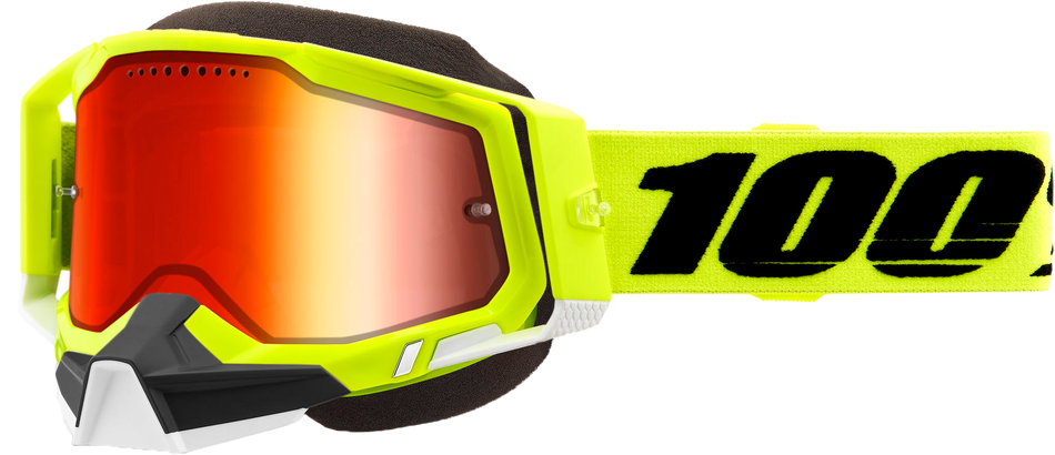 100% Racecraft 2 Snowmobile Goggle Yellow Mirror Red Lens 50012-00004