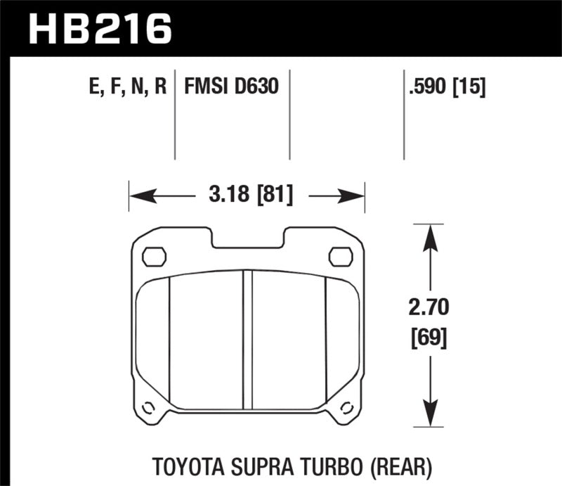 Hawk 93-98 Toyota Supra TT HPS 5.0 Street Rear Brake Pads KHB216B.590