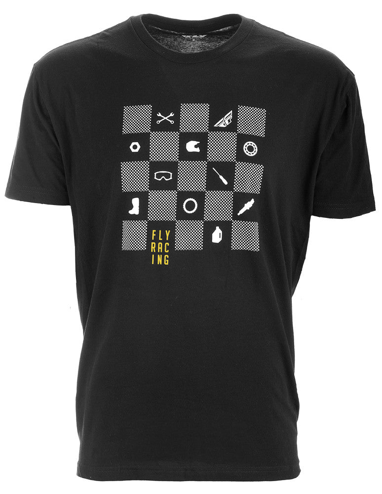 FLY RACING Fly Checkers Tee Black Md Black Md 352-1040M