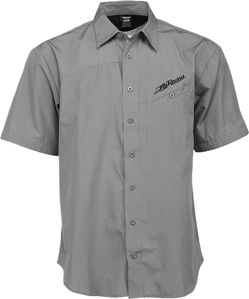 FLY RACING Button S/S Shirt Grey S 352-6046S