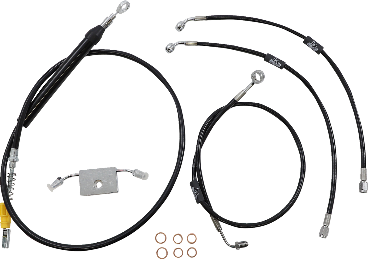 LA CHOPPERS Handlebar Cable/Brake Line Kit- Quick Connect - 15" - 17" Ape Hanger Handlebars - Black Vinyl LA-8157KT-16B