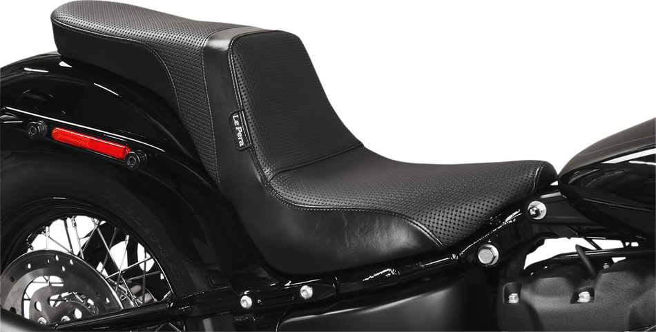 LE PERA Daytona 2-Up Seat - Without Backrest - Basketweave - Black - Softail LYX-543BW