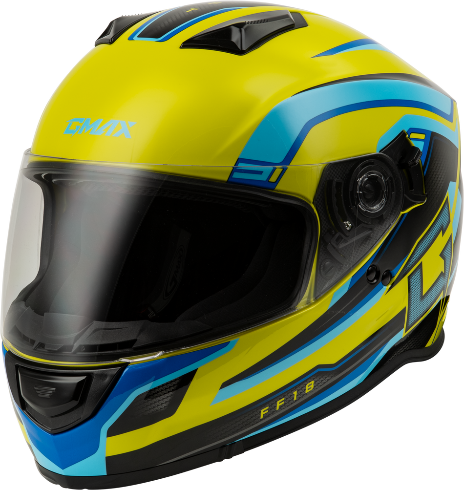 GMAX Ff-18 Drift Helmet Yellow/Blue/Black Lg F11811376