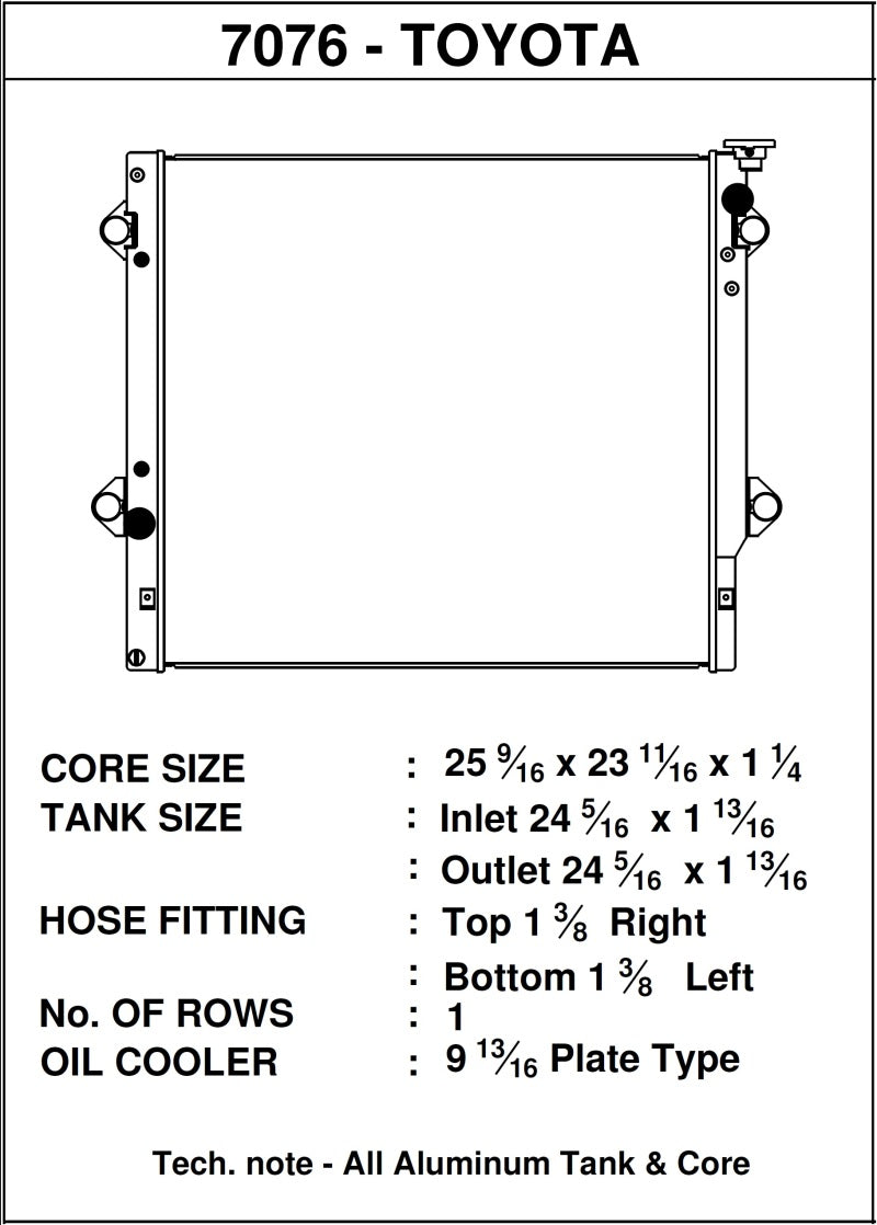 CSF 06-14 Toyota FJ Cruiser 4.0L / 03-09 Toyota 4Runner 4.0L / 2010 Toyota 4Runner 2.7L Radiator 7076