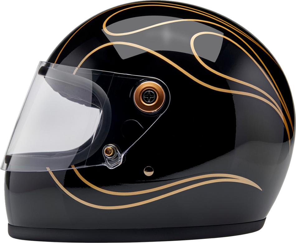 BILTWELL Gringo S Helmet - Gloss Black Flames - Small 1003-567-502