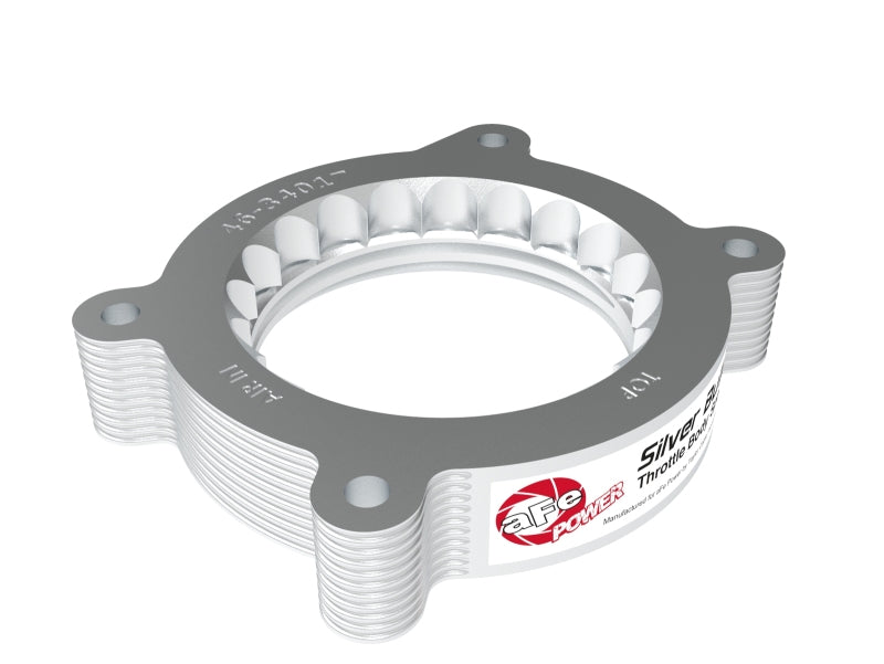 aFe 2020 Vette C8 Silver Bullet Aluminum Throttle Body Spacer Works w/ Factory Intake Only - Silver 46-34017