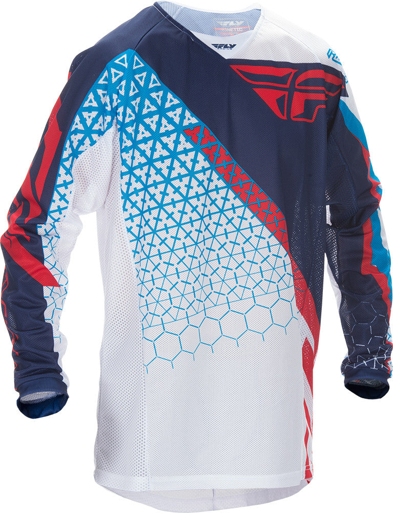 FLY RACING Kinetic Trifecta Mesh Jersey Red/White/Blue Yx 370-322YX
