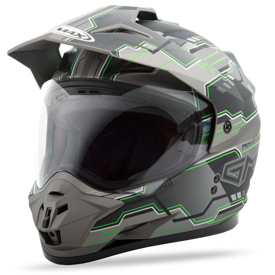 GMAX Gm-11 D/S Adventure Helmet Matte Black/Hi-Vis Green 2x G5117678 TC-23