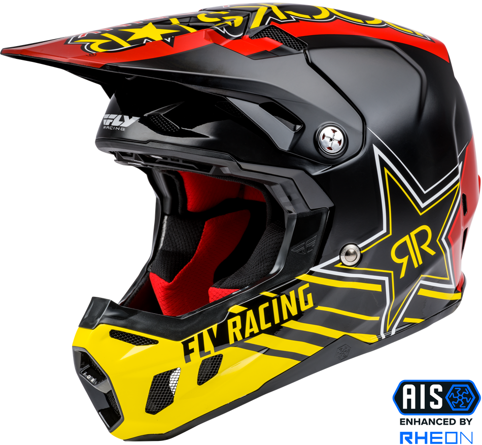 FLY RACING Formula Cc Rockstar Helmet Black/Red/Yellow 2x 73-43092X