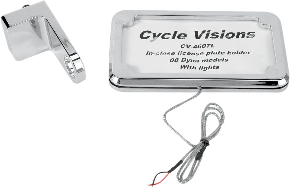 CYCLE VISIONS Vertical License Plate Mount with Light - '08-'17 FXD - Chrome CV-4607L
