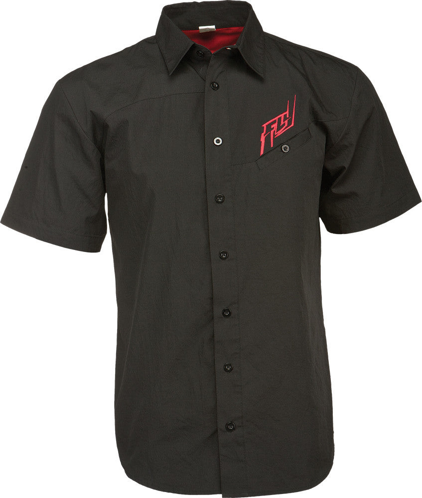 FLY RACING Button Up Shirt Black Slim Fit 2x 352-61502X