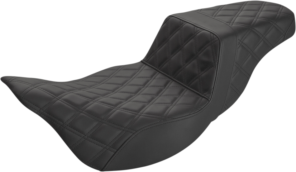 SADDLEMEN Step-Up Seat - Extended Reach - Full Lattice Stitch - Black - FL '08-'23 808-07B-175E