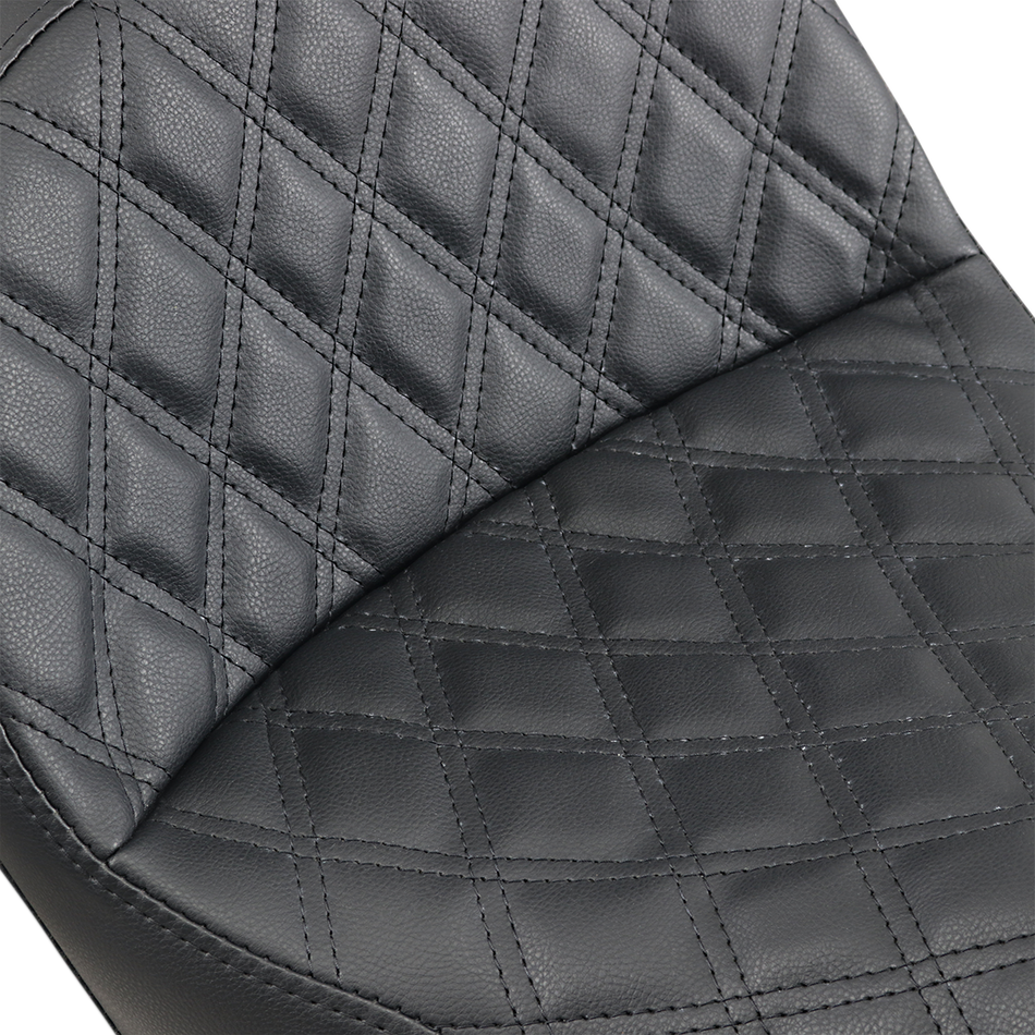 SADDLEMEN Explorer Seat - With Backrest - Lattice Stitched - Black - FXD 806-04-030LS