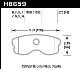 Hawk 06-13 Chevrolet Corvette Z06 DTC-30 Race Rear Brake Pads (One Piece) KHB659W.570