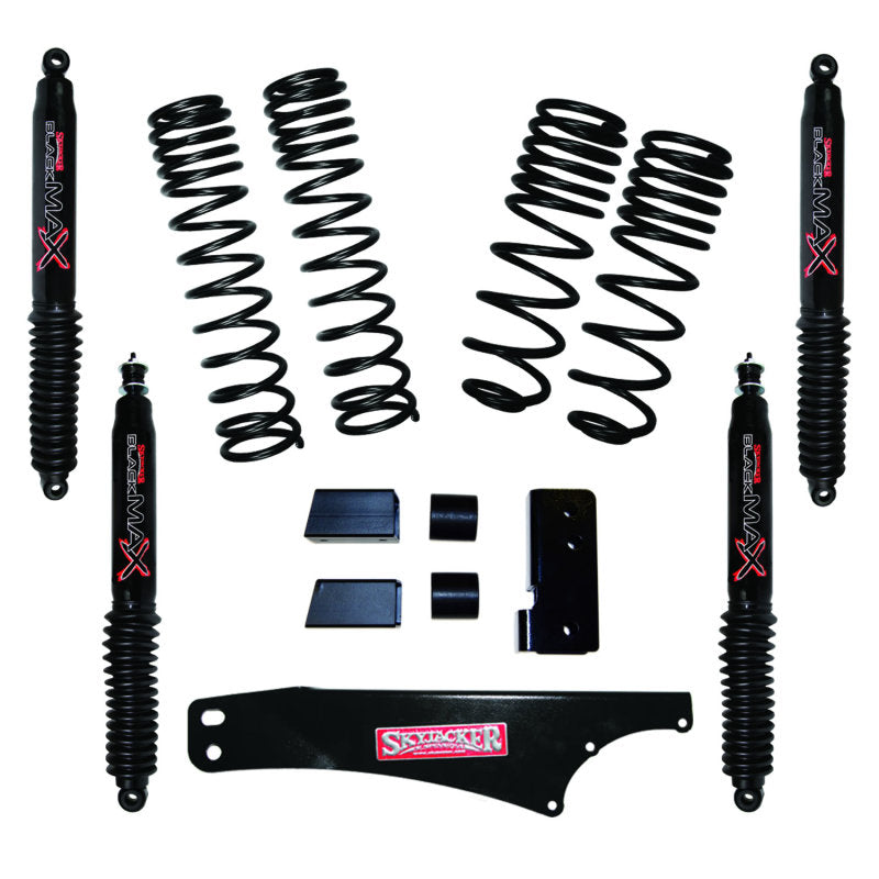 Skyjacker 2007-2018 Jeep Wrangler JK 4 Door 4WD Long Travel 2in-2.5in Lift Kit w/Black Max Shocks JK25BPBLT