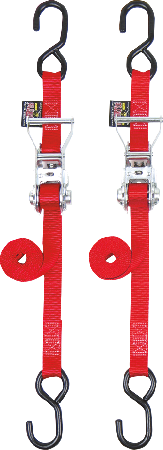 POWERTYE MFG. Ratchet Tie-Downs - 1" x 6' - Red 32271