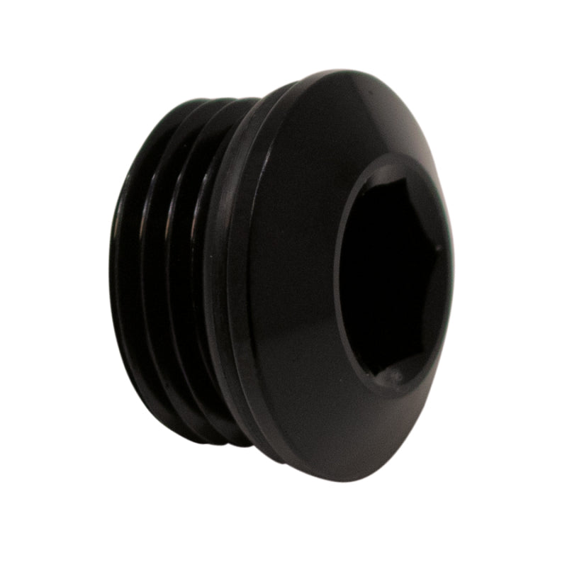 DeatschWerks 8AN ORB Male Plug Low Profile Internal Allen/Hex (Incl O-Ring) Anodized Matte Black 6-02-0718-B