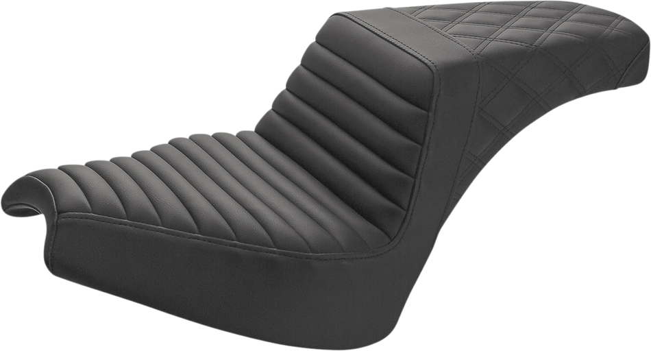 SADDLEMEN Step Up Seat - Front Tuck-n'-Roll/Rear Lattice - Black - Chief I21-04-176