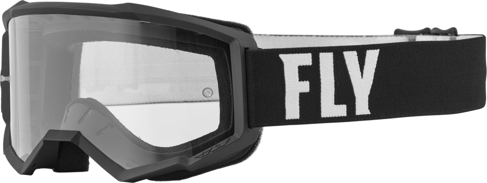 FLY RACING Focus Goggle Black/White W/ Clear Lens 37-51131
