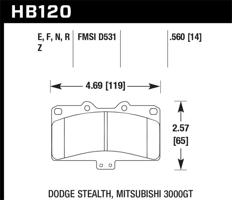 Hawk Mitsubishi 3000 GT VR4/ Dodge Stealth R/T 4WD HP+ Street Front Brake Pads KHB120N.560