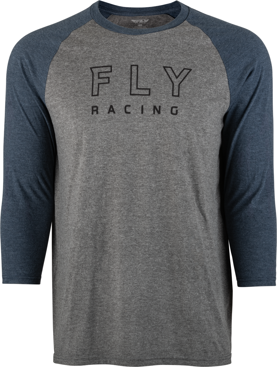 FLY RACING Fly Renegade 3/4 Sleeve Tee Grey Heather/Navy Lg 352-4001L