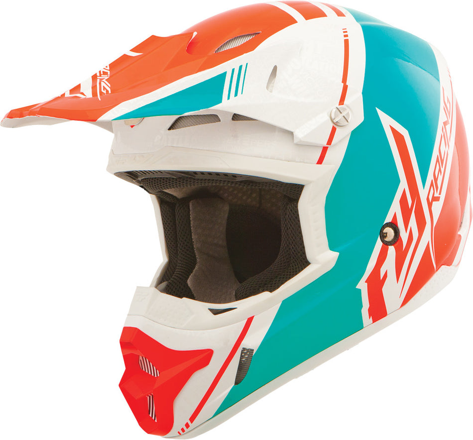FLY RACING Kinetic Pro Canard Replica Helmet White/Teal/Orange 2x 73-33052X