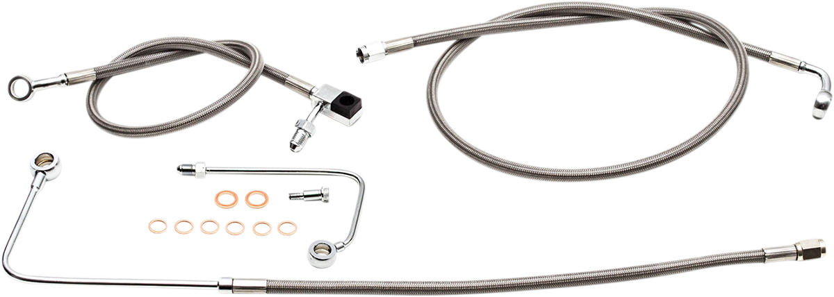 LA CHOPPERS Brake Lines - 12" - 14" Ape Hanger Handlebars - Stainless Steel LA-8151B13