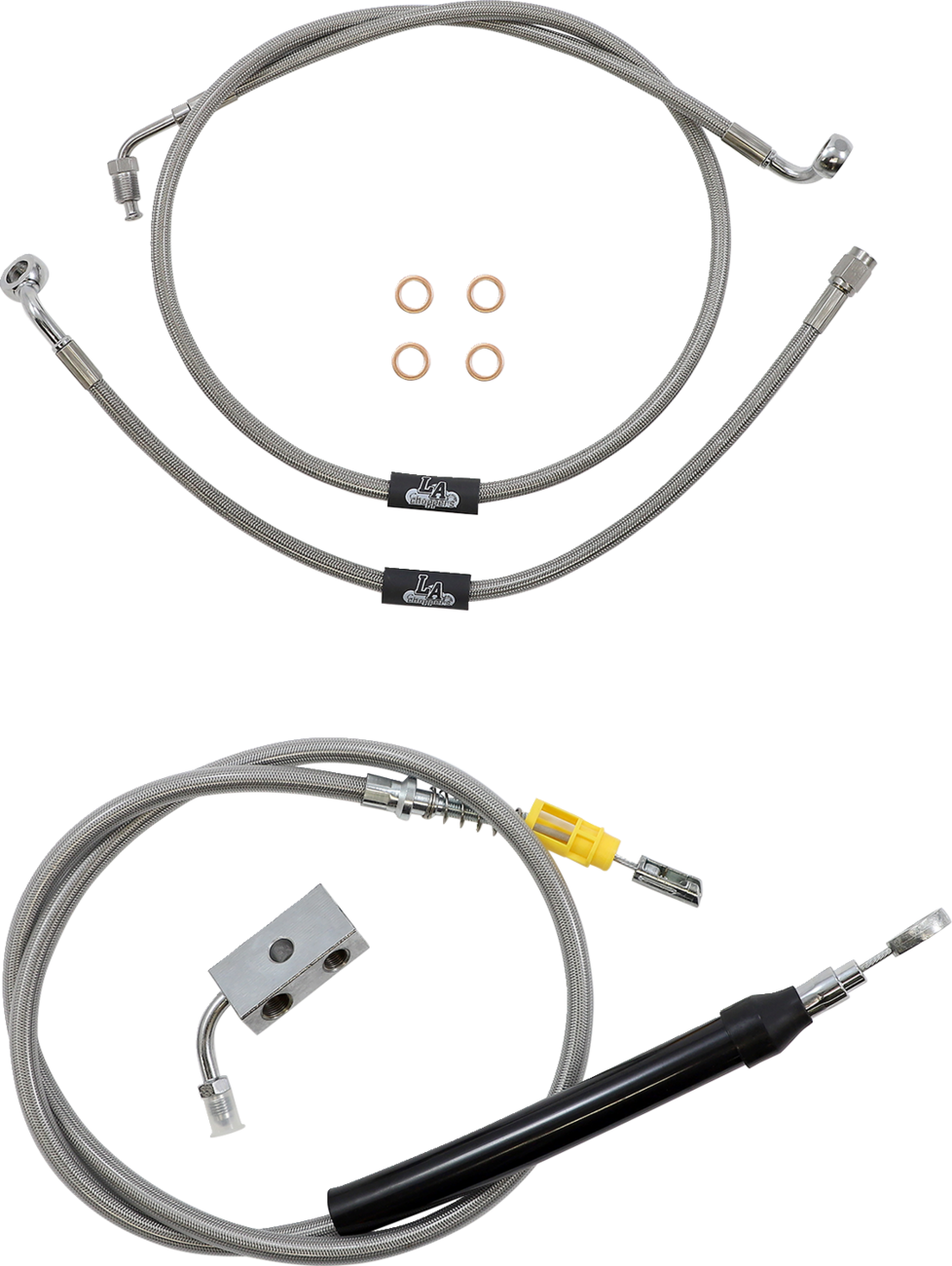 LA CHOPPERS Handlebar Cable/Brake Line Kit - 18" - 20" Ape Hanger Handlebars - Stainless Steel LA-8155KT-19