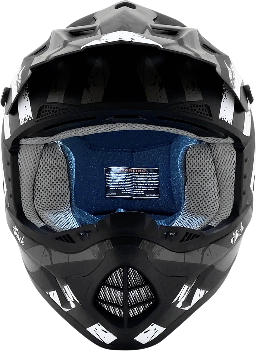 AFX FX-17 Helmet - Attack - Matte Black/Silver - 2XL 0110-7147