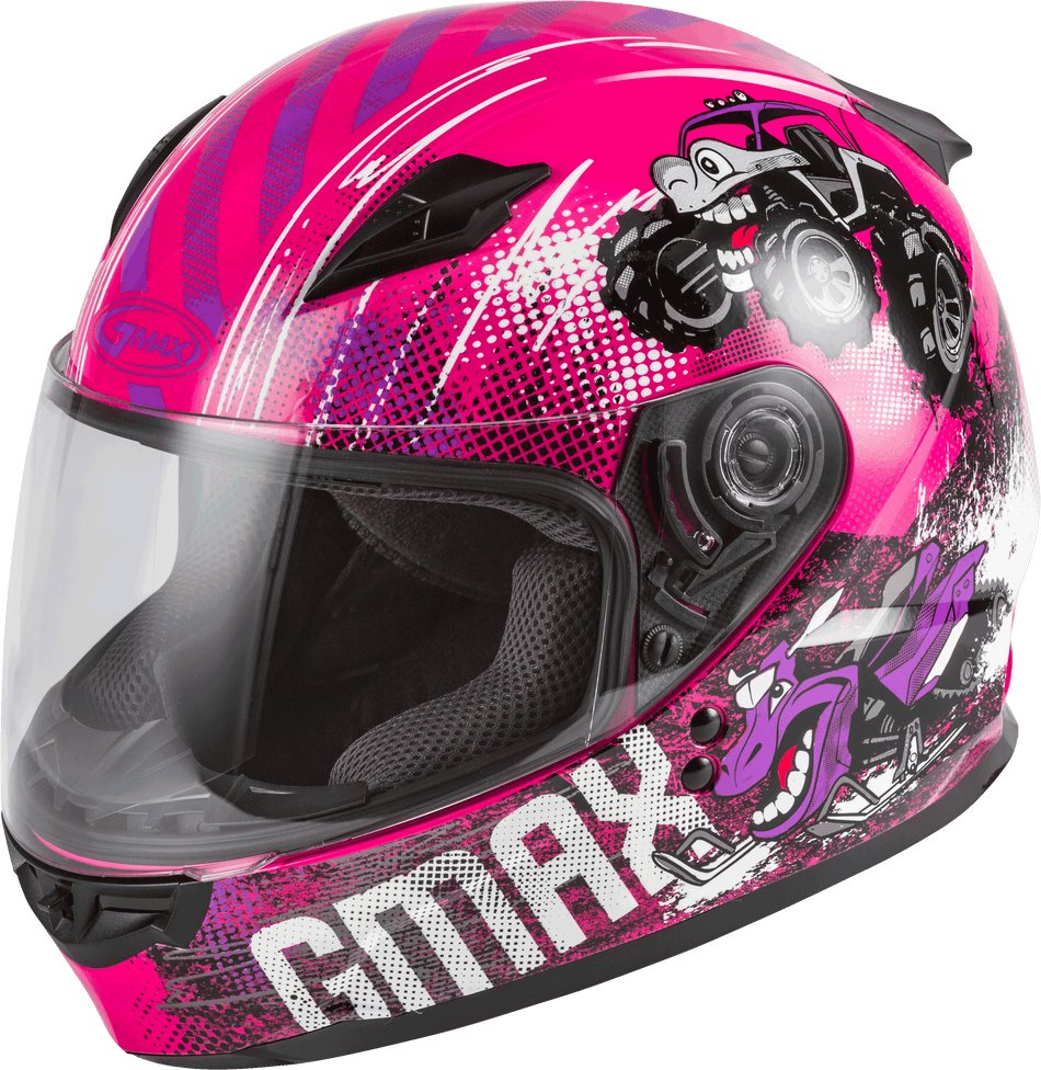 GMAX Youth Gm-49y Beasts Full-Face Helmet Pink/Purple/Grey Yl G1498402