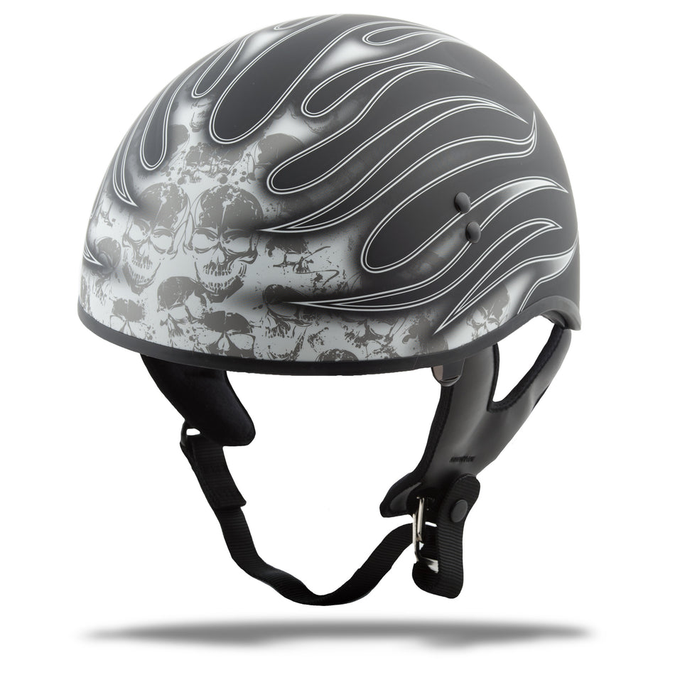 GMAX Gm-65 Half Helmet Flame Matte Black/White Sm G1657434