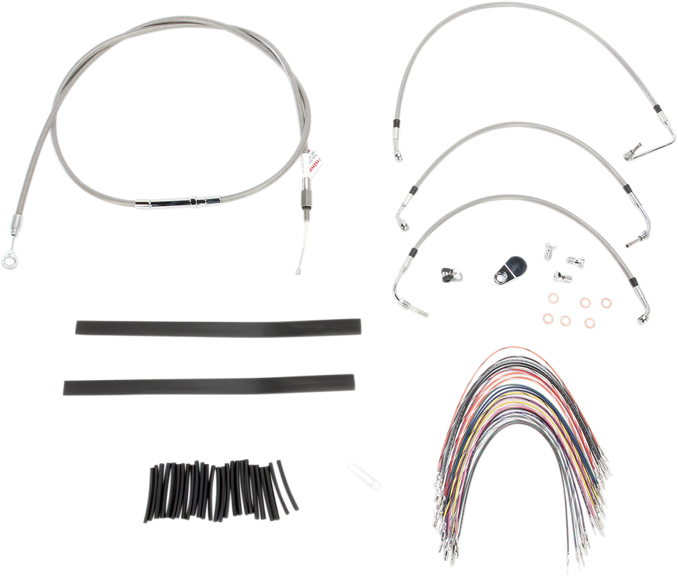 BURLY BRAND Handlebar Cable/Brake Line Kit - Complete - 13" Ape Hanger Handlebars - Stainless Steel B30-1103