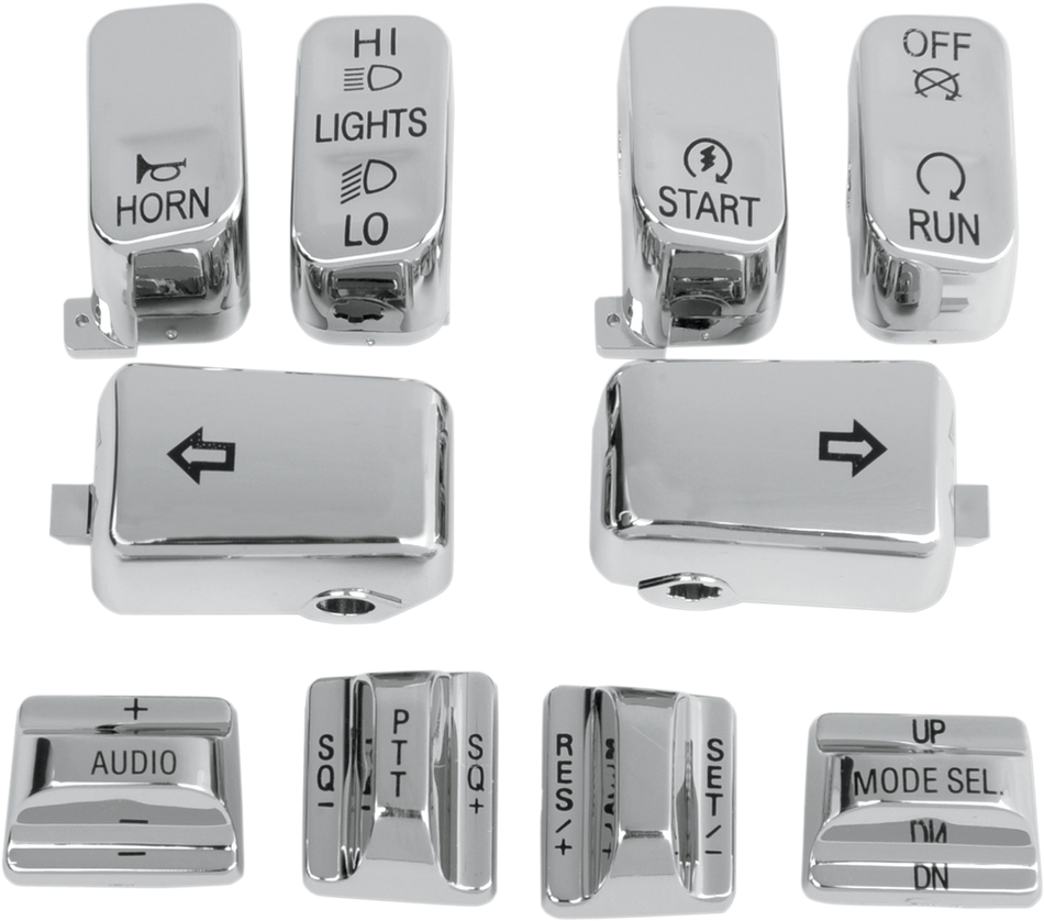 DRAG SPECIALTIES Switch Caps - Audio/Cruise - Chrome H18-033700-C