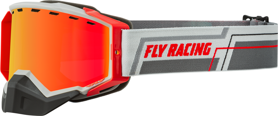 FLY RACING Zone Snow Goggle Dark Grey/Red W/ Red Mirror/Smoke Lens 37-50267