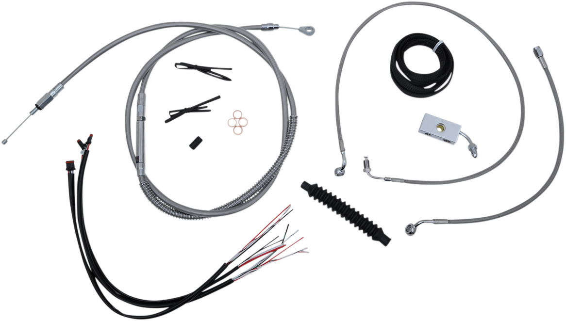 LA CHOPPERS Handlebar Cable/Brake Line Kit - Complete - 12" - 14" Ape Hanger Handlebars - Stainless LA-8152KT2-13