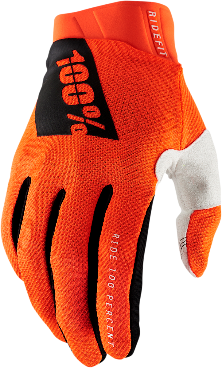 100% Ridefit Gloves - Fluorescent Orange - Large 10010-00007