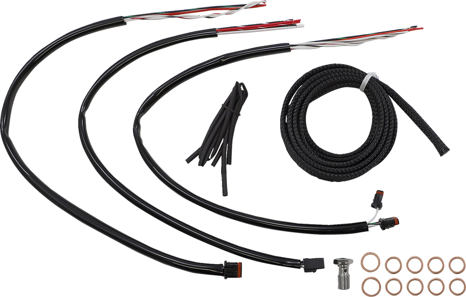 LA CHOPPERS Kit de cable de manillar/línea de freno - Completo - Manillar Ape Hanger de 12" - 14" - Vinilo negro LA-8056KT2-13B 