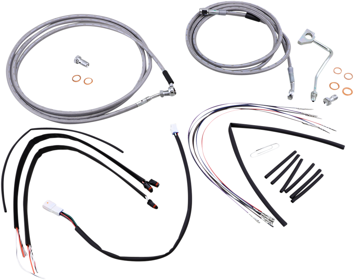 BURLY BRAND Handlebar Cable/Brake Line Kit - Complete - 14" Ape Hanger Handlebars - Stainless Steel B30-1161