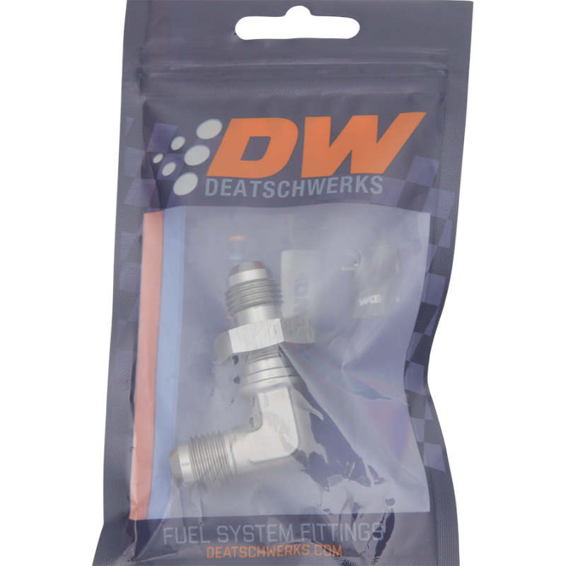 DeatschWerks 6AN Male Flare To 6AN Male Flare Bulkhead Adapter 90-Degree (Incl. Nut) 06-02-0710