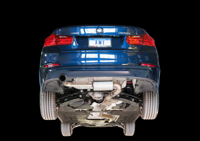 AWE Tuning BMW F30 320i Touring Exhaust w/Performance Mid Pipe - Diamond Black Tip (90mm) 3015-23036