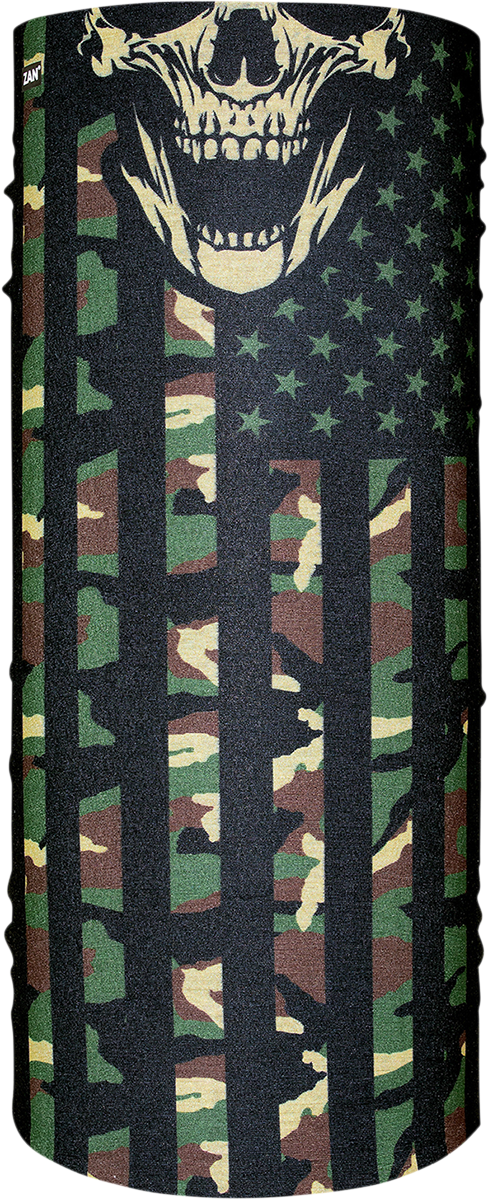 ZAN HEADGEAR Motley Tube Polyester Neck Tube - Woodland Camo Flag T460