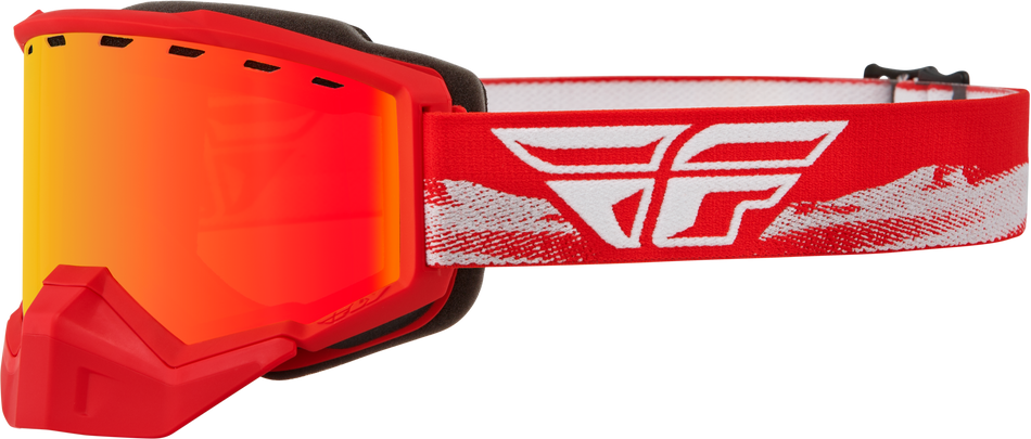 FLY RACING Focus Snow Goggle Red/Grey W/ Red Mirror/Amber Lens 37-50079